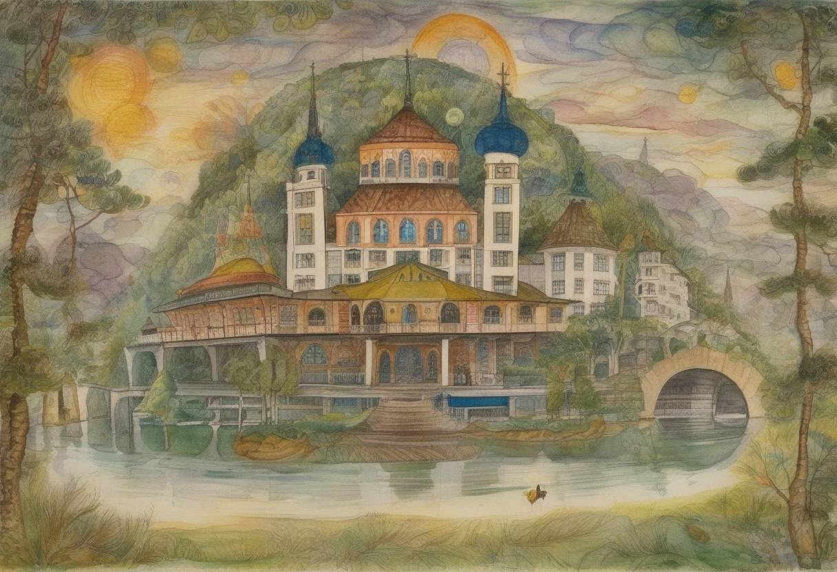 Watercolor painting based depiction of Adolf Wölfli, a Swiss native who later became famous as an outsider artist, was committed to a psychiatric hospital where he would spend the rest of his life creating art. (1895)
