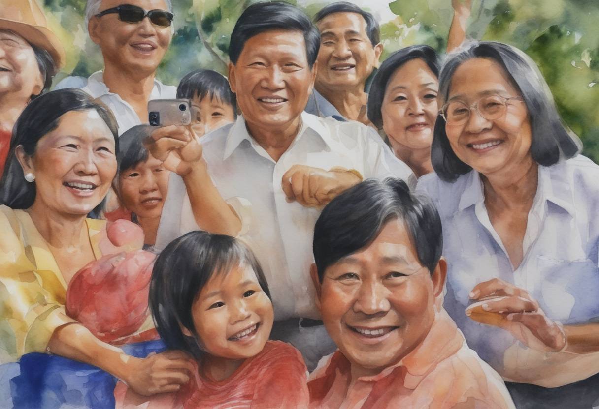 Watercolor painting based depiction of Voters in the Philippines elected Ferdinand 'Bongbong' Marcos Jr. as president, marking the return of the Marcos family and political influence decades after Ferdinand Marcos Sr.'s dictatorship. (2022)