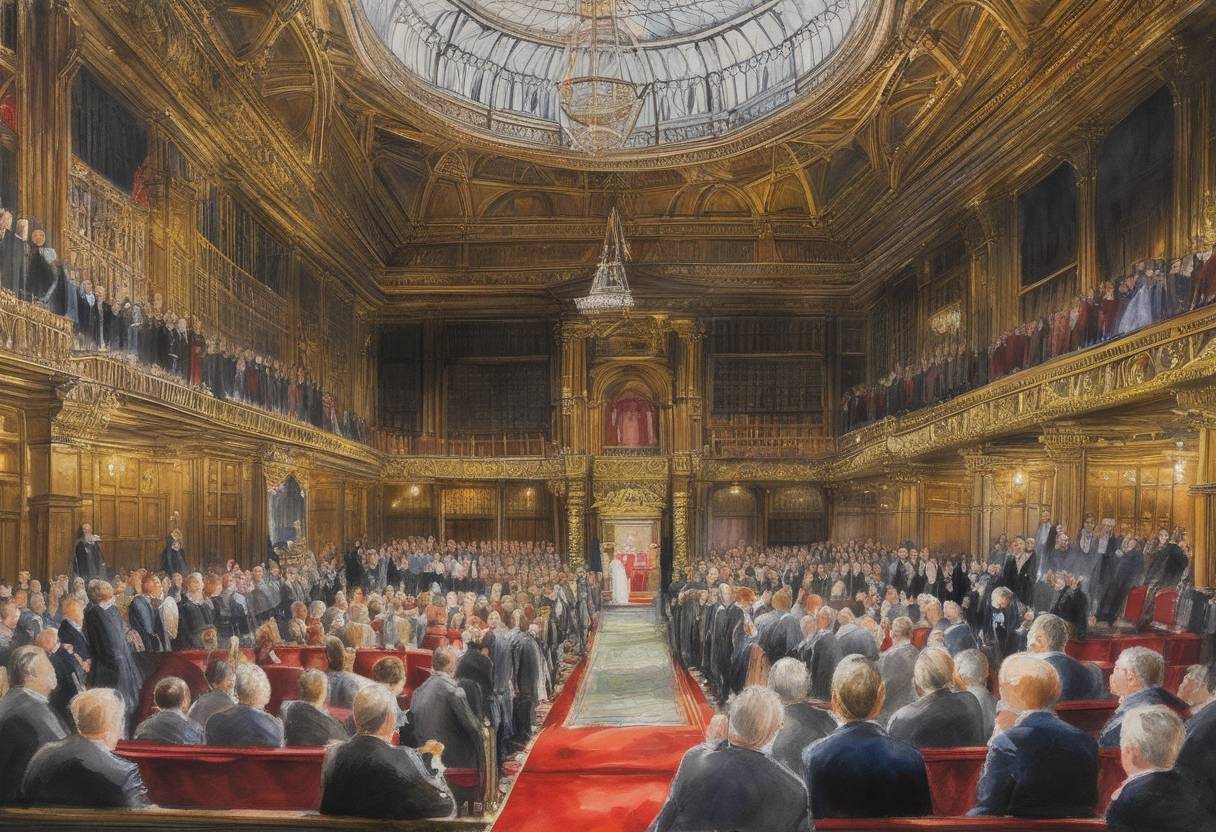 Watercolor painting based depiction of The controversial United Kingdom Equality Bill, aiming to consolidate anti-discrimination laws and introduce new measures to combat inequality, passed a significant stage in the House of Lords before receiving Royal Assent later that year. (2010)