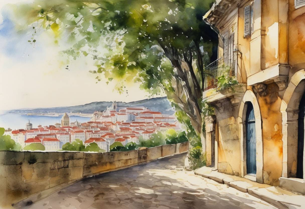 Watercolor painting based depiction of The city of Lisbon is declared the capital of Portugal after its conquest from Moorish rule in 1147, solidifying its status in the medieval Kingdom of Portugal. (1143)