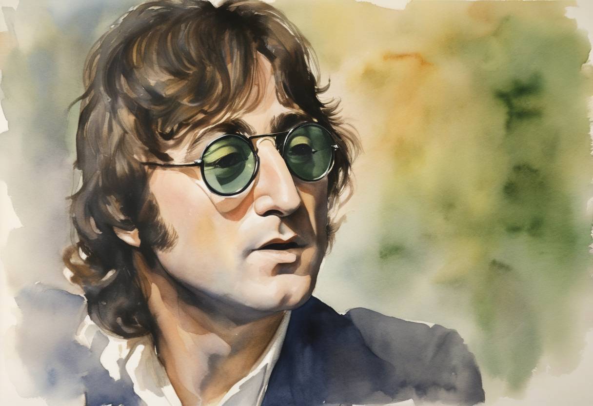 Watercolor painting based depiction of John Lennon, member of The Beatles, makes his controversial remark that the band is 'more popular than Jesus' in an interview with the London Evening Standard. (1966)