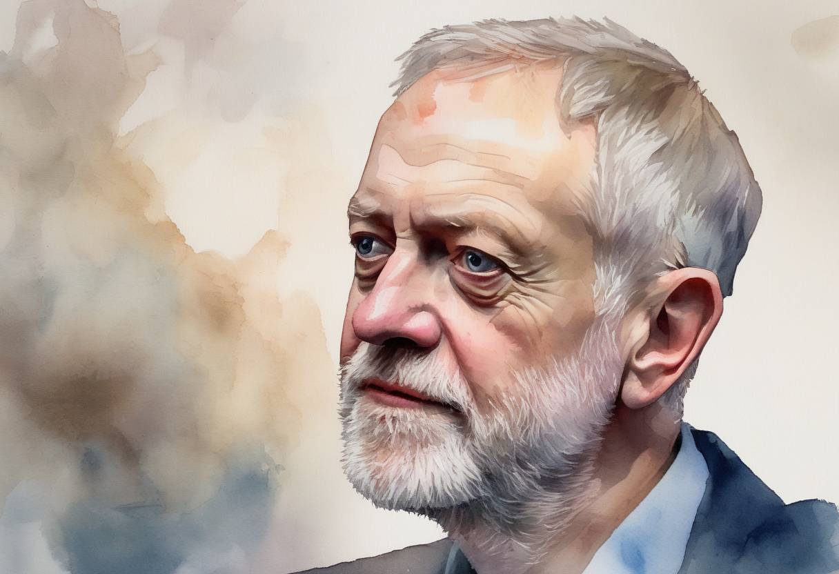 Watercolor painting based depiction of Jeremy Corbyn was elected as the leader of the Labour Party in the United Kingdom. (2015)