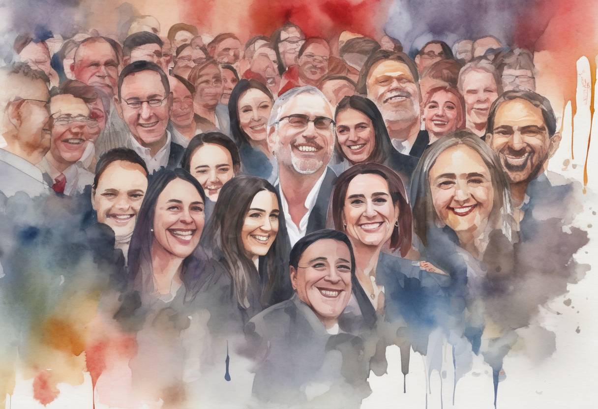Watercolor painting based depiction of New Zealand's Labour Party, led by Jacinda Ardern, won a landslide victory in the general election, securing a majority government for the first time since the introduction of the mixed-member proportional representation system in 1996. (2020)