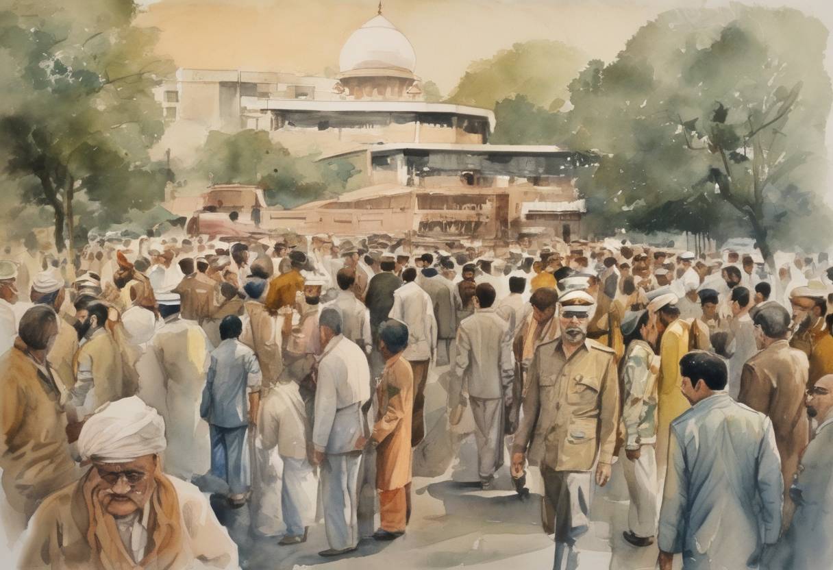 Watercolor painting based depiction of Pakistan severed diplomatic relations with India following the outbreak of the Indo-Pakistani War of 1971. (1971)