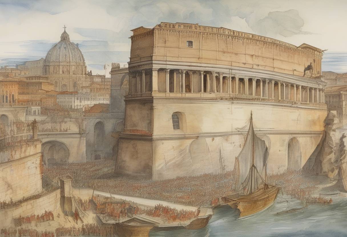 Watercolor painting based depiction of Pope Alexander VI issued the papal bull 'Inter caetera,' which granted Spain the rights to colonize the New World, a significant event in the Age of Exploration. (1497)