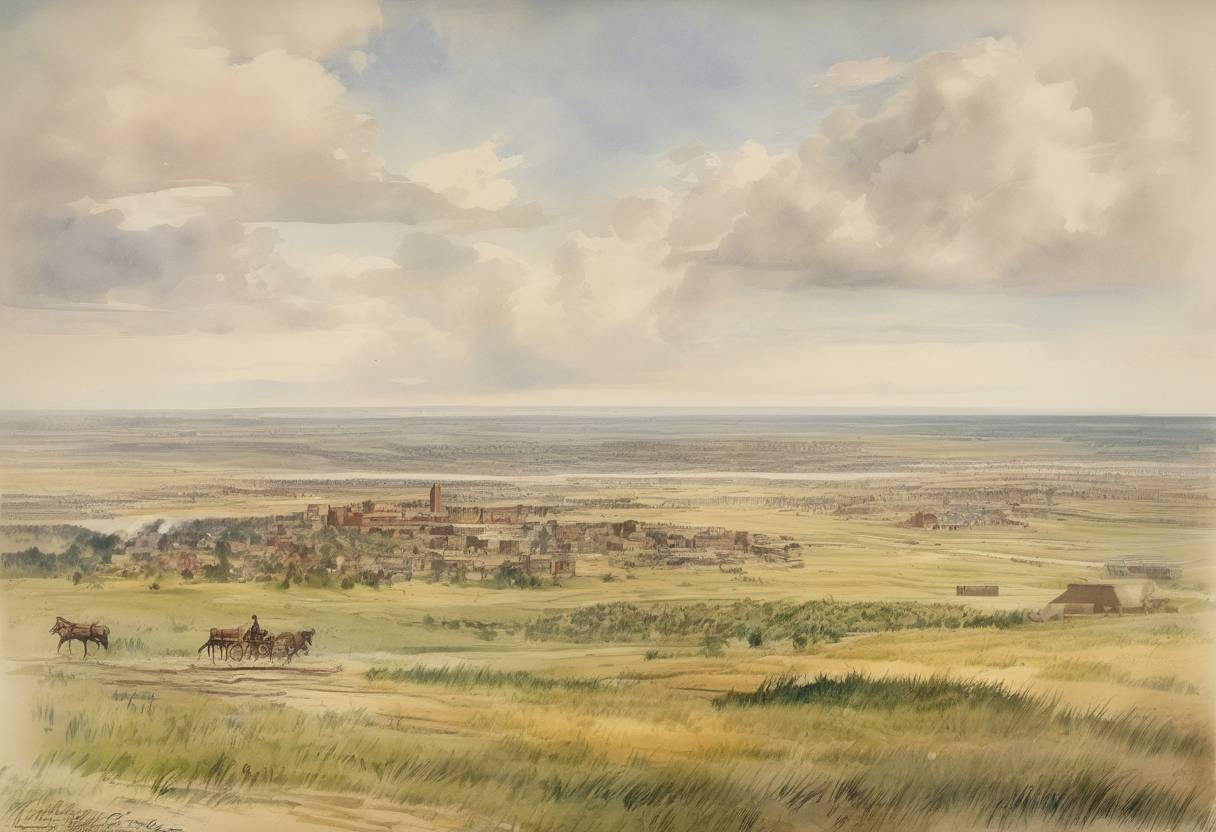 Watercolor painting based depiction of North Dakota and South Dakota were admitted as the 39th and 40th U.S. states. (1889)