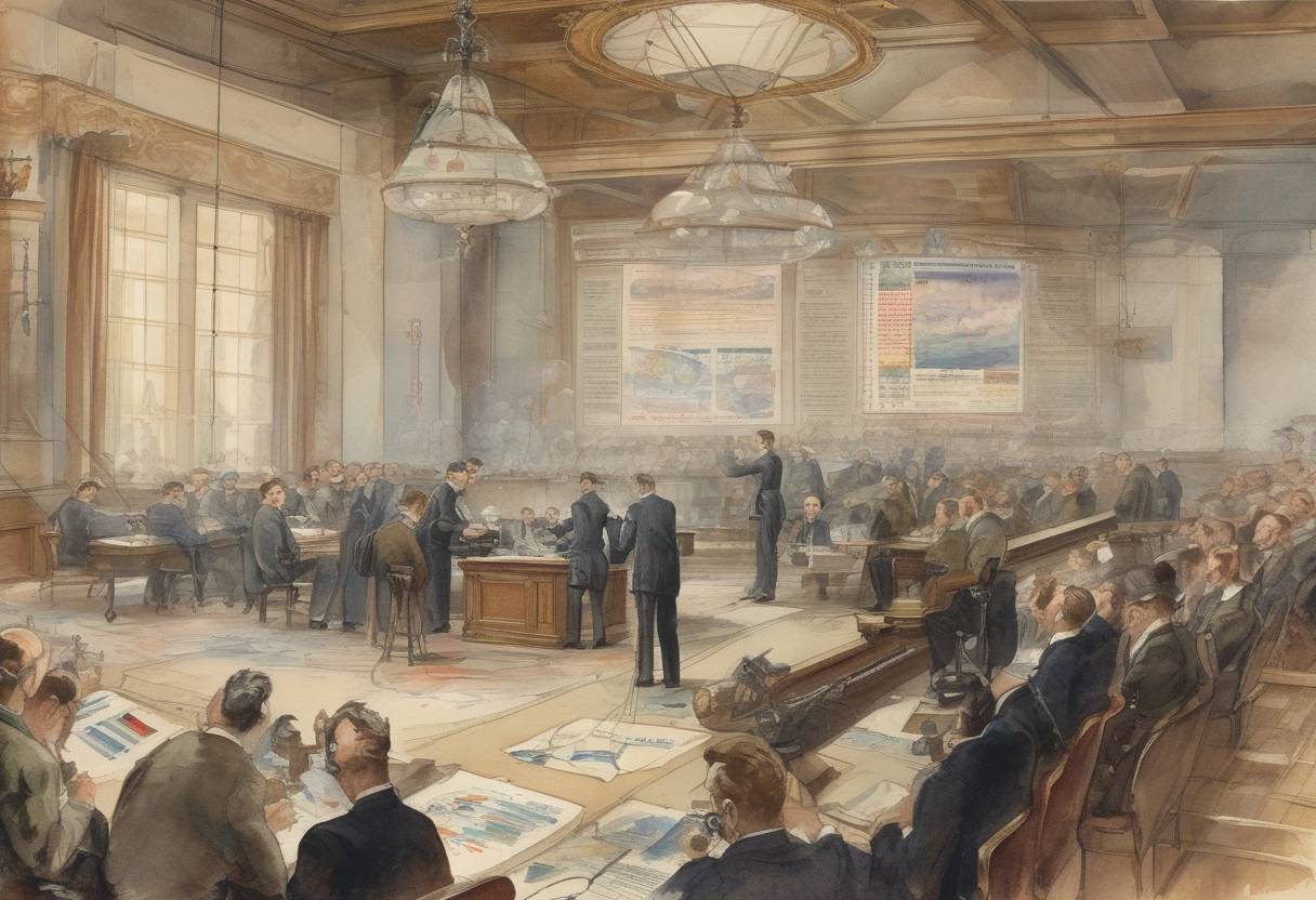 Watercolor painting based depiction of The International Radio Telegraphic Convention was signed in Berlin, establishing the SOS distress signal as the worldwide standard for radio communication. (1906)