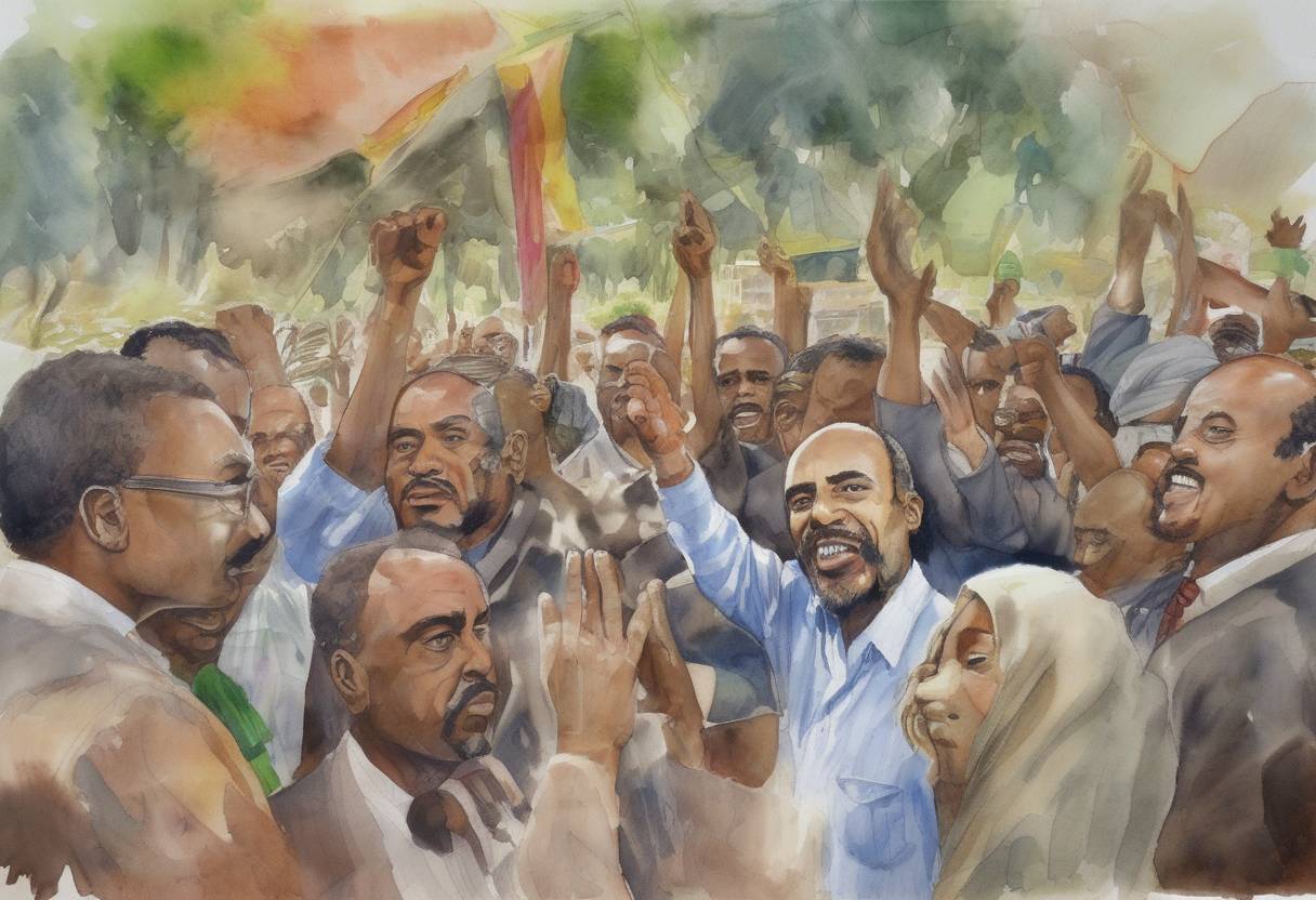 Watercolor painting based depiction of Ethiopian Prime Minister Meles Zenawi's ruling party, the Ethiopian People's Revolutionary Democratic Front, won a landslide victory in the country's parliamentary elections, which were criticized by opposition groups and international observers for alleged irregularities. (2010)