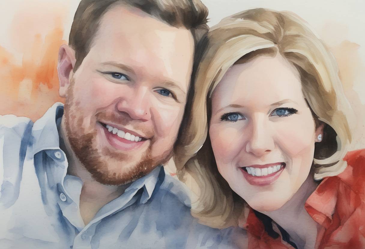 Watercolor painting based depiction of Two journalists, Alison Parker and Adam Ward, were shot and killed during a live television broadcast in Moneta, Virginia, USA. The incident sparked discussions about gun violence and media safety. (2015)