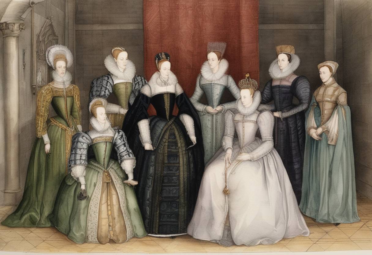 Watercolor painting based depiction of Mary, Queen of Scots, was born. (1542)