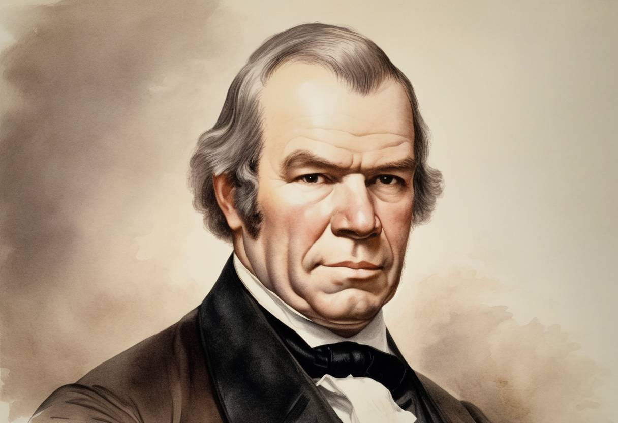 Watercolor painting based depiction of Andrew Johnson, the 17th President of the United States, is born. (1808)