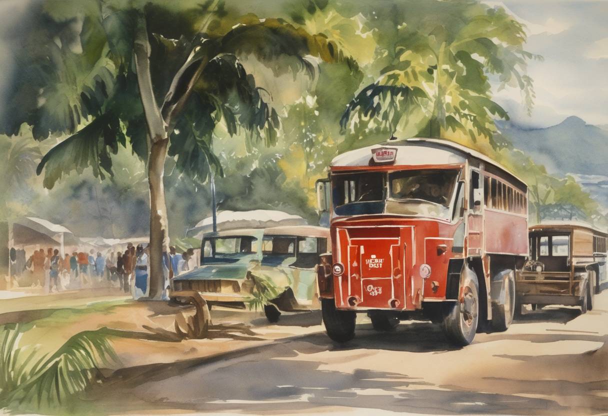 Watercolor painting based depiction of Trinidad and Tobago became an independent nation within the Commonwealth, gaining freedom from British colonial rule. The event marked a significant transition as the country established its own constitution and government. (1962)