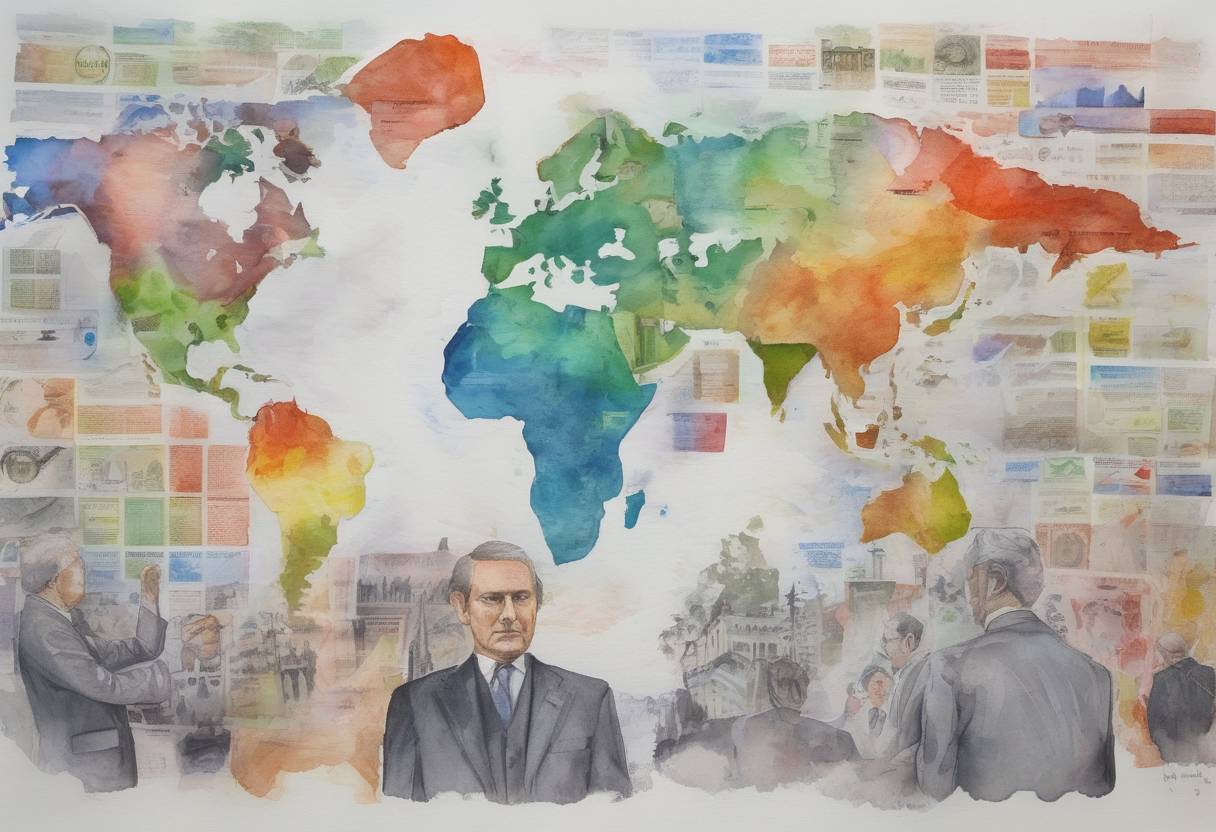 Watercolor painting based depiction of The International Consortium of Investigative Journalists (ICIJ) began releasing the Panama Papers, exposing offshore tax havens used by the world's elite. (2016)