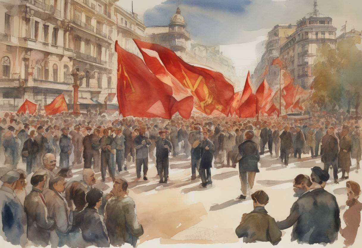 Watercolor painting based depiction of The Spanish Communist Workers' Party was founded. (1921)