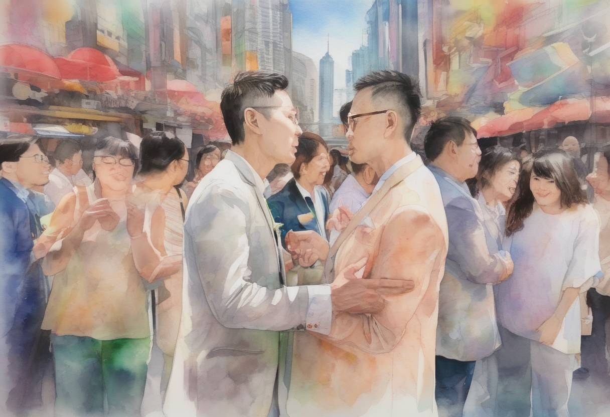 Watercolor painting based depiction of Taiwan became the first Asian country to legalize same-sex marriage after its parliament passed a bill allowing same-sex couples to marry. (2019)
