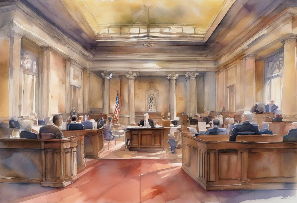 Watercolor painting based depiction of The Massachusetts Supreme Judicial Court ruled in Goodridge v. Department of Public Health that the state could not deny marriage licenses to same-sex couples, making Massachusetts the first U.S. state to legalize same-sex marriage. (2003)