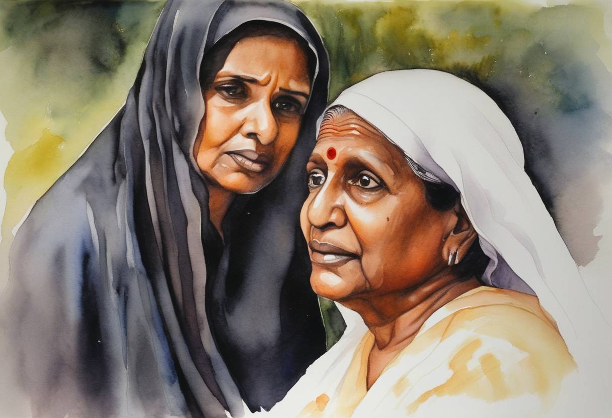 Watercolor painting based depiction of Murder of Sister Abhaya case breakthrough in India when CBI arrested Fr. Thomas Kottoor and Sister Sephy as suspects, suggesting new investigatory leads in the longstanding case. (2002)