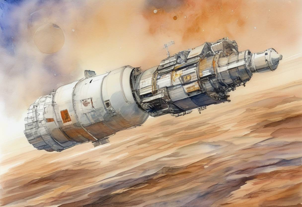Watercolor painting based depiction of Europe launched its first mission to another planet, Mars Express, which was sent to study the Martian atmosphere and surface. (2003)