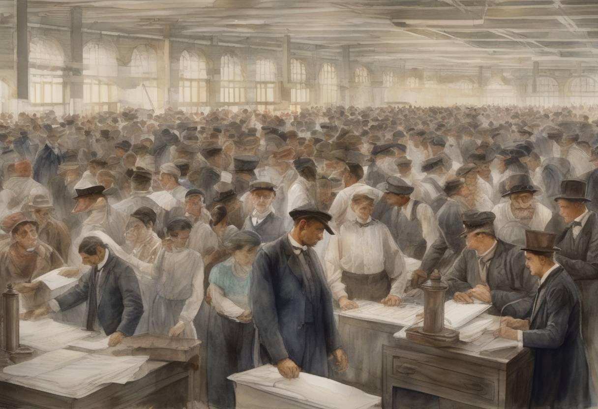 Watercolor painting based depiction of Ellis Island begins processing immigrants to the United States, becoming the nation's busiest immigrant inspection station. (1892)