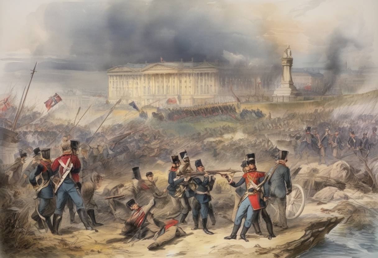 Watercolor painting based depiction of The United Kingdom and France declared war on Russia, marking the beginning of their involvement in the Crimean War. (1854)