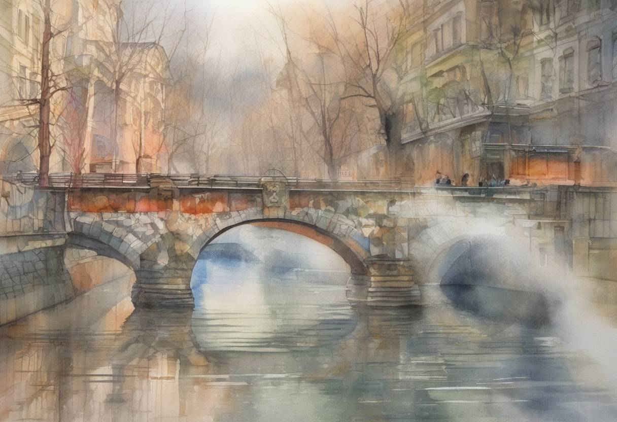 Watercolor painting based depiction of The Kyoto Protocol, an international treaty aimed at reducing greenhouse gas emissions, was ratified by Russia, allowing it to come into force on February 16, 2005. (2005)