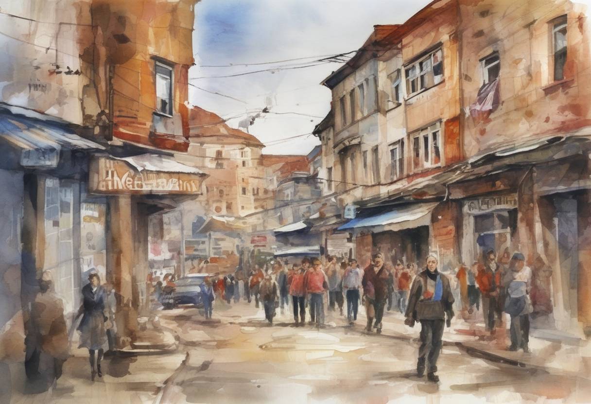 Watercolor painting based depiction of Kosovo declared its independence from Serbia, a move that was recognized by the United States and several European Union countries, but opposed by Serbia and Russia. (2008)