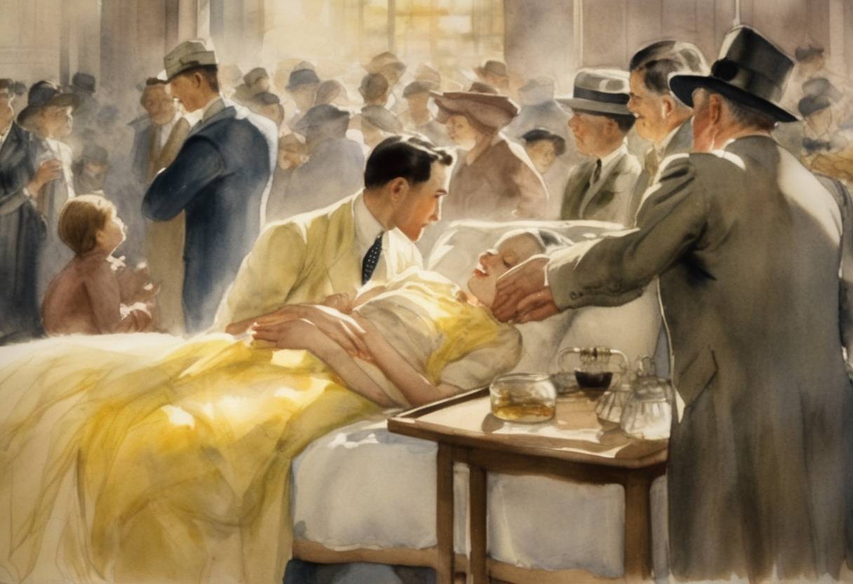 Watercolor painting based depiction of A vaccine for yellow fever was announced by the Rockefeller Foundation, a significant milestone in public health. (1932)