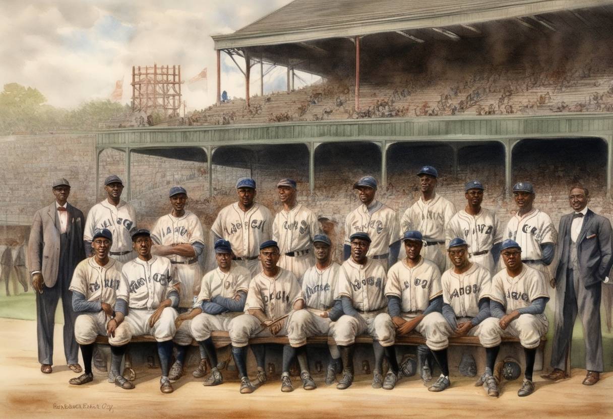 Watercolor painting based depiction of The Negro National League (NNL), the first successful professional African-American baseball league, was founded in Kansas City, Missouri. (1920)