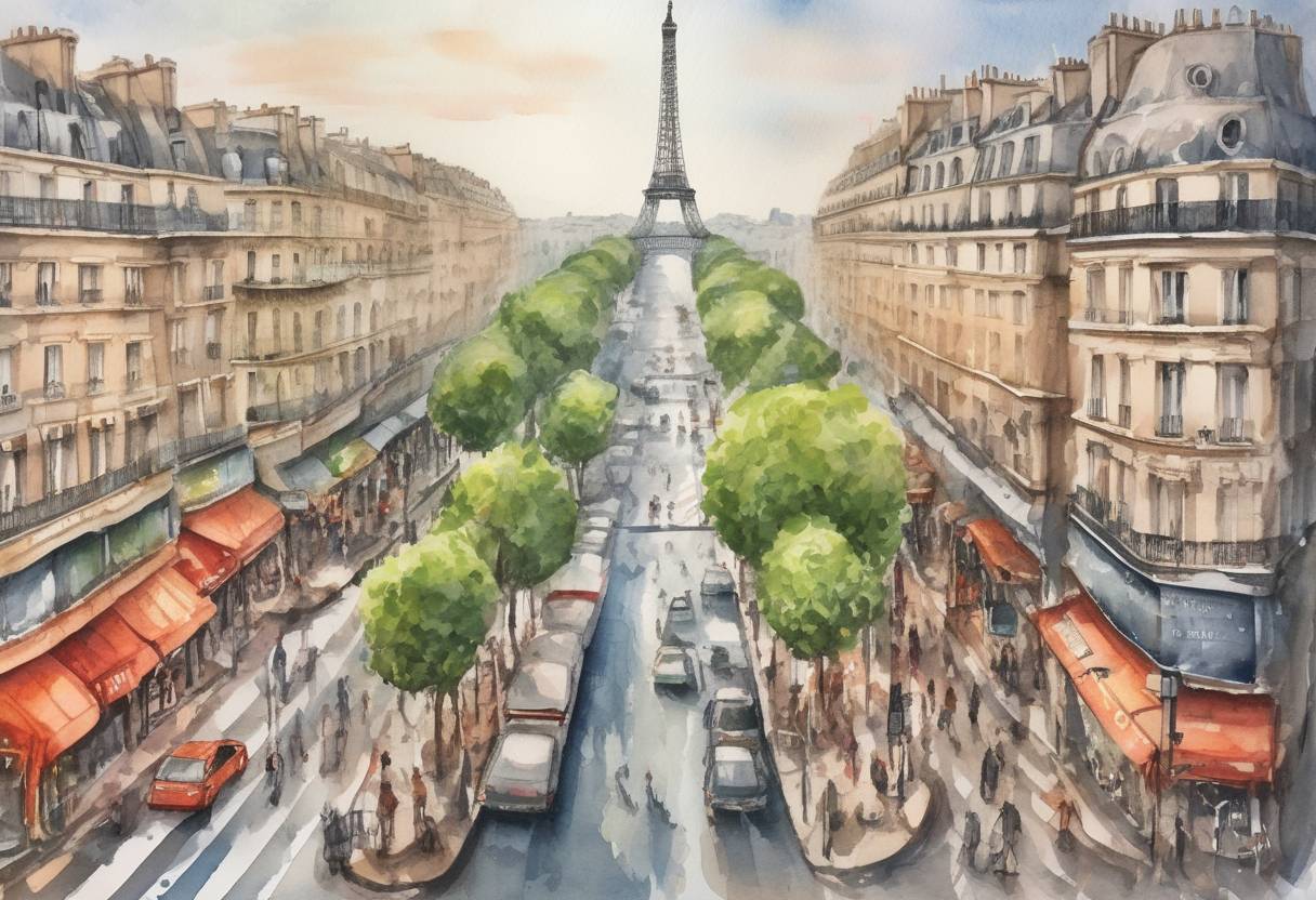 Watercolor painting based depiction of The Paris Agreement on climate change entered into force, aiming to limit global warming to below 2 degrees Celsius above pre-industrial levels. (2016)