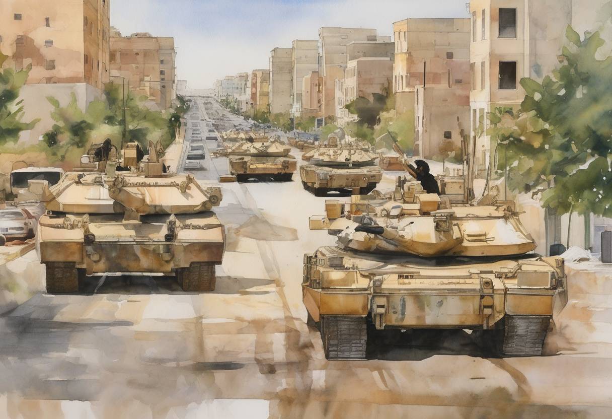 Watercolor painting based depiction of The United States lifted economic sanctions against Libya, which had been in place since the 1980s. This decision followed Libya's agreement to dismantle its weapons of mass destruction programs and its acceptance of responsibility for the 1988 Lockerbie bombing. (2004)