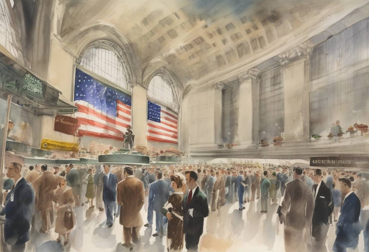 Watercolor painting based depiction of The S&P 500 stock market index was introduced. (1957)
