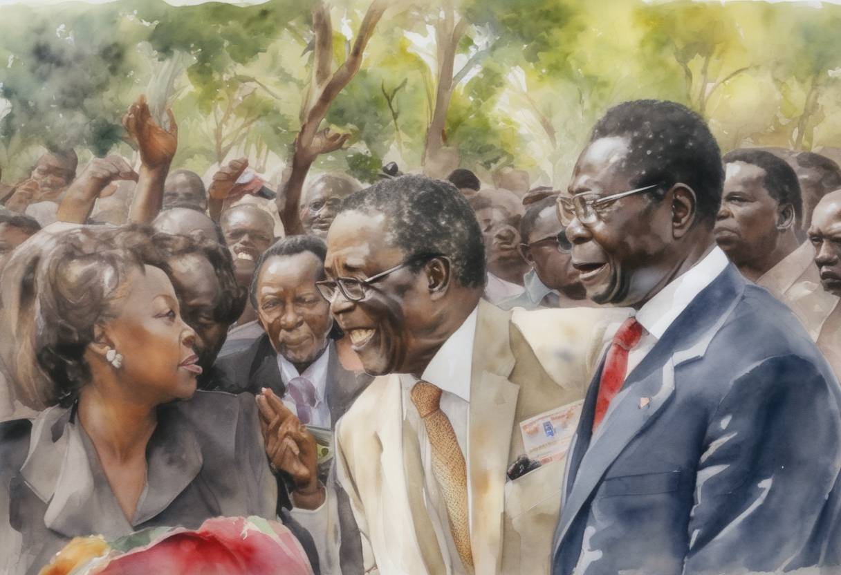 Watercolor painting based depiction of Zimbabwe holds a presidential run-off election between Robert Mugabe and Morgan Tsvangirai amidst widespread controversy and violence. (2008)