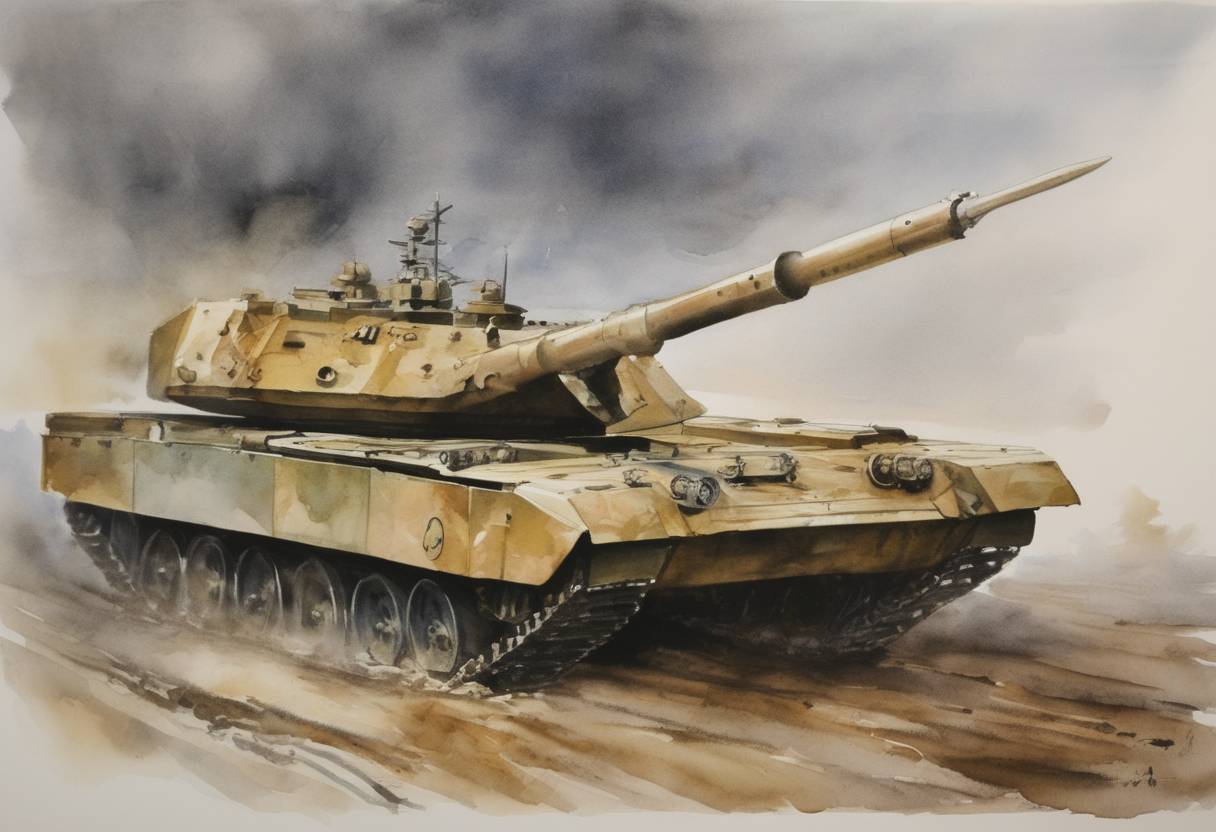 Watercolor painting based depiction of The Strategic Arms Limitation Talks II (SALT II) agreement was signed between the United States and the Soviet Union, aiming to curb the manufacture of strategic nuclear weapons. (1979)