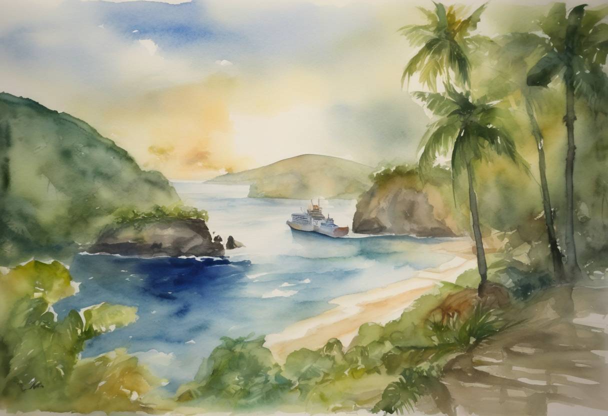 Watercolor painting based depiction of Honduras and Nicaragua settled a longstanding dispute over maritime boundaries in a ruling by the International Court of Justice, helping to clarify rights over their waters in the Caribbean Sea. This decision came after years of negotiation and contention over maritime territories. (2022)