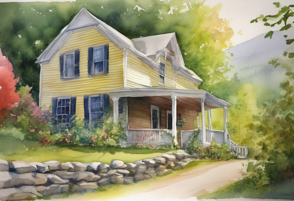 Watercolor painting based depiction of New legislation allowed same-sex couples in Vermont to join in civil unions, with the same legal rights as marriage. (2000)