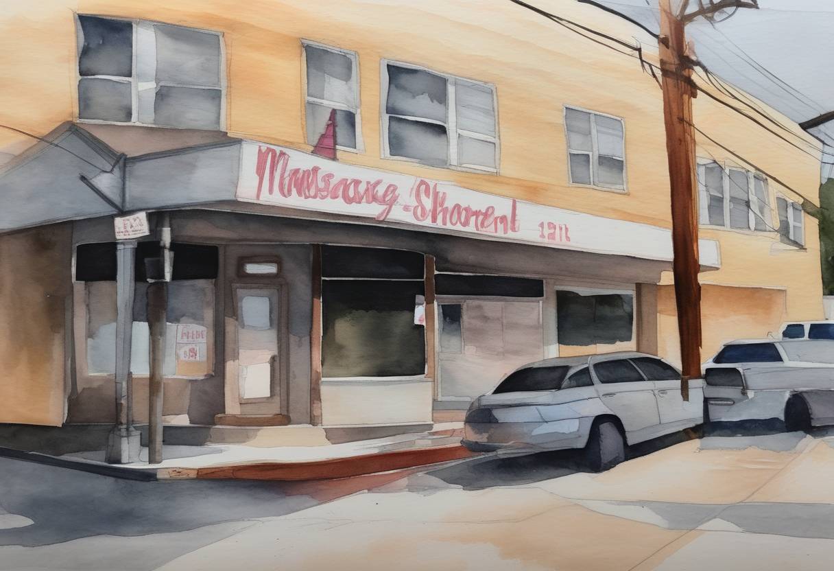 Watercolor painting based depiction of A mass shooting occurred at two massage parlors in Atlanta, Georgia, resulting in the deaths of eight people, including six women of Asian descent. The event ignited discussions on racial violence against Asian Americans. (2021)
