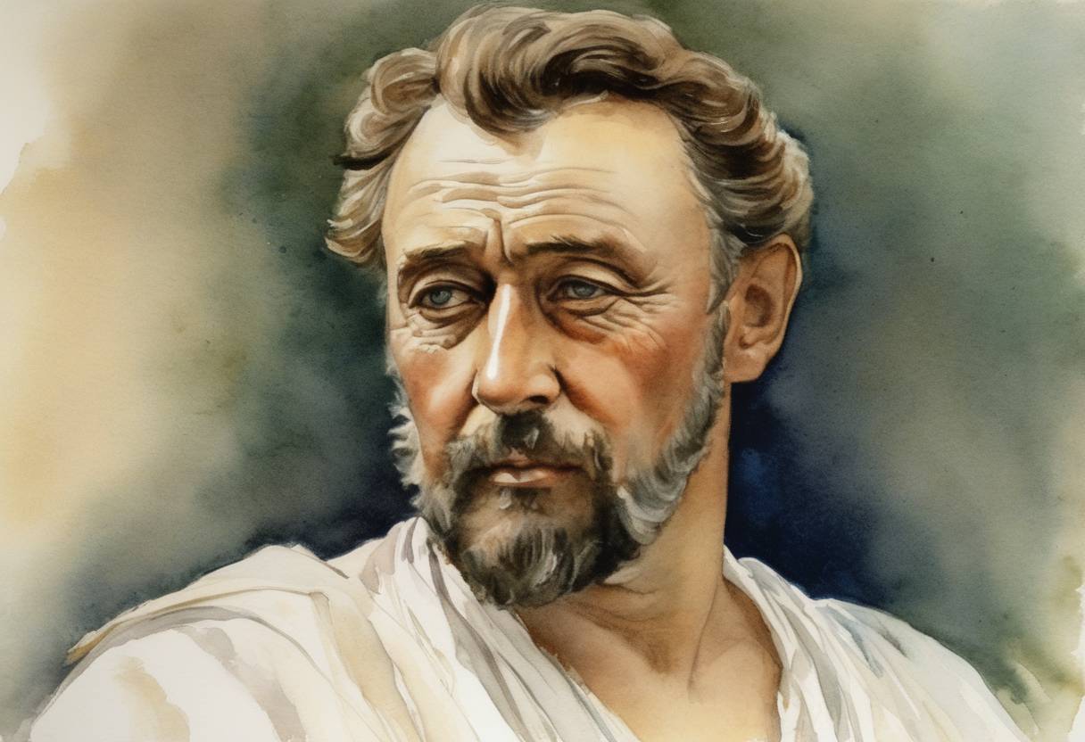 Watercolor painting based depiction of Sir Richard Burton, British explorer, writer, and translator best known for his English translation of One Thousand and One Nights, died. (1889)