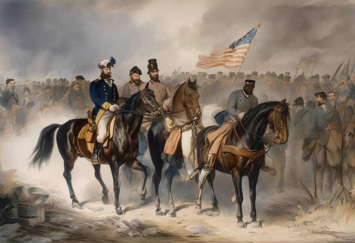 Watercolor painting based depiction of The Crittenden Resolution is passed by the U.S. Congress, declaring that the Civil War is being fought to preserve the Union rather than to end slavery. (1861)