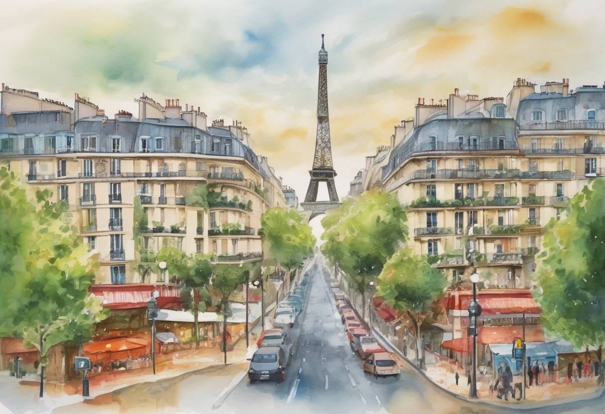 Watercolor painting based depiction of The Paris Agreement was adopted by consensus at the 21st Conference of the Parties of the UNFCCC in Paris, France, aiming to combat climate change and accelerate actions and investments needed for a sustainable low carbon future. (2015)