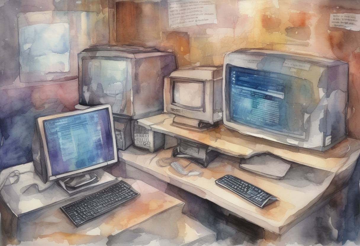 Watercolor painting based depiction of The WannaCry ransomware attack affects hundreds of thousands of computers worldwide, exploiting vulnerabilities in Microsoft Windows. (2017)