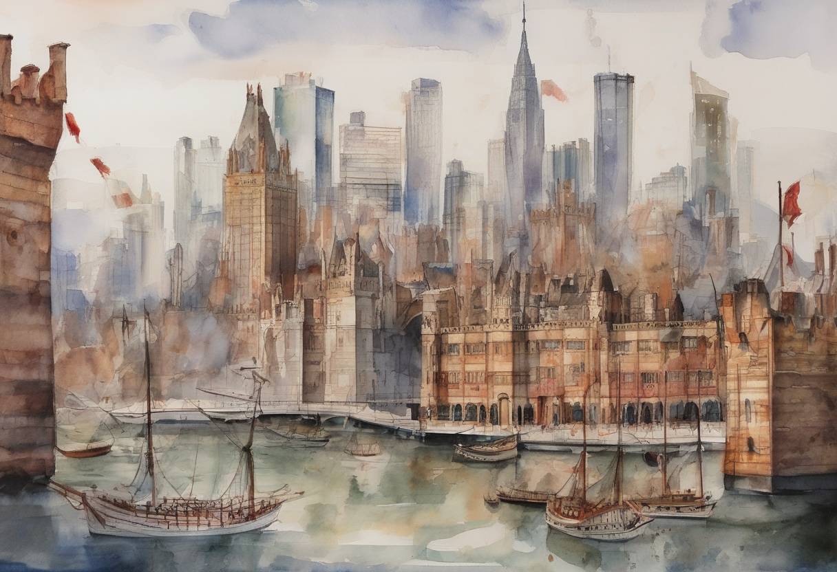 Watercolor painting based depiction of The first episode of the television series 'The Tudors' premiered on Showtime, marking a significant cultural moment in historical drama television. (2007)