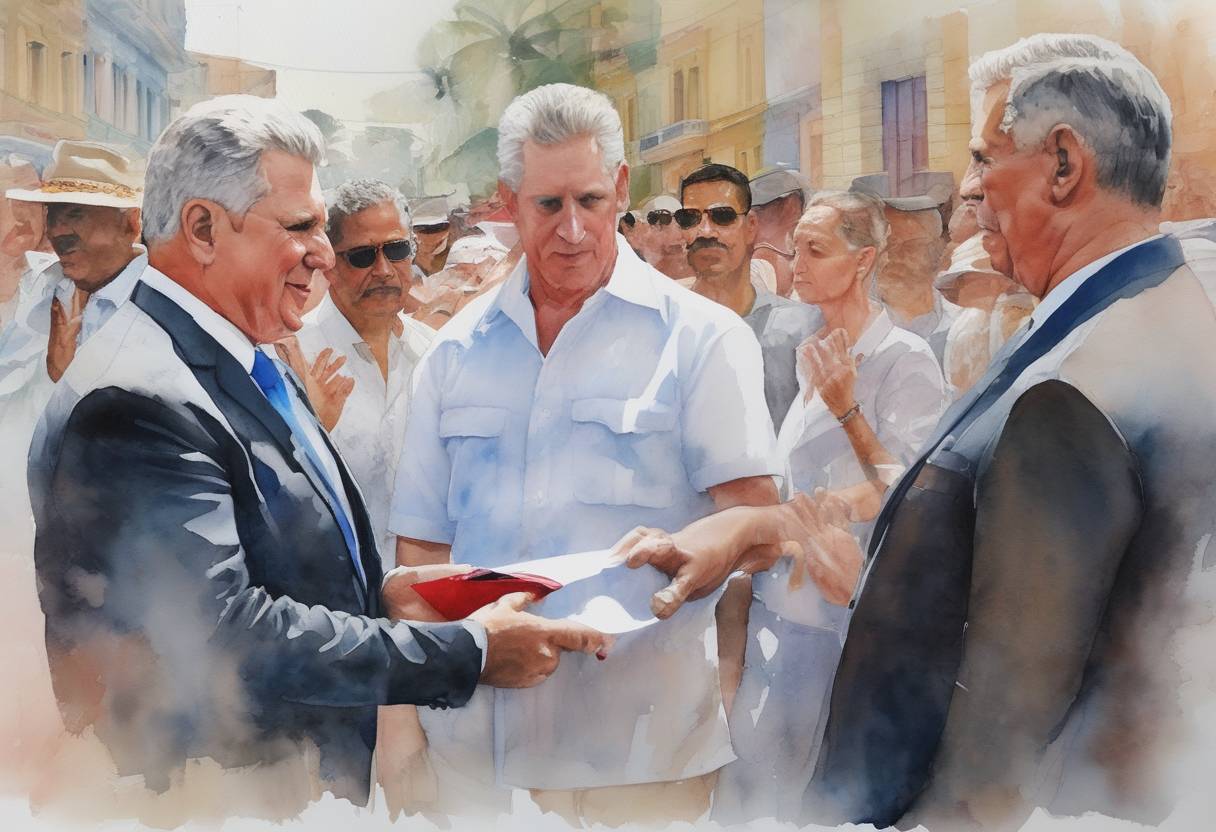 Watercolor painting based depiction of Miguel Díaz-Canel was sworn in as the President of Cuba, succeeding Raúl Castro and marking the first time in nearly six decades that a Castro did not hold the presidency. (2018)
