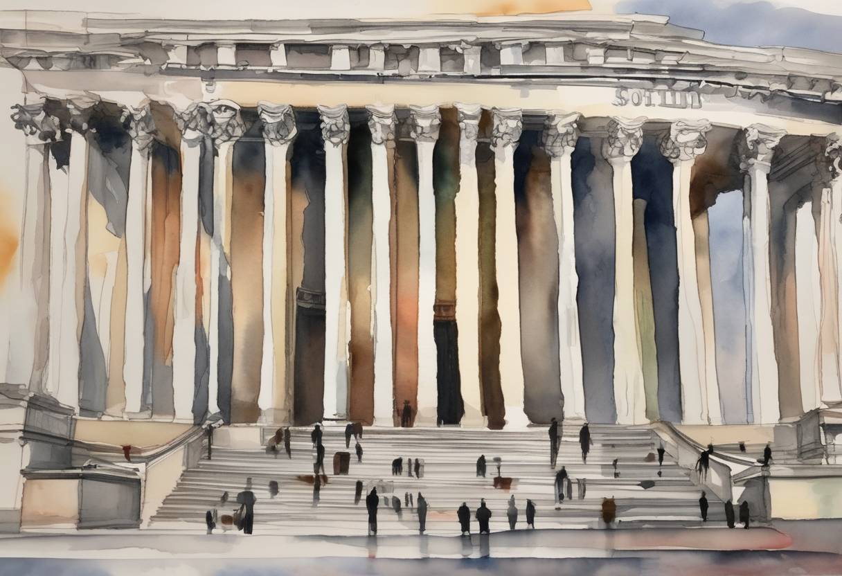 Watercolor painting based depiction of The United States government shutdown ended after three days, as the Senate voted to reopen the government following a temporary funding bill agreement. (2018)