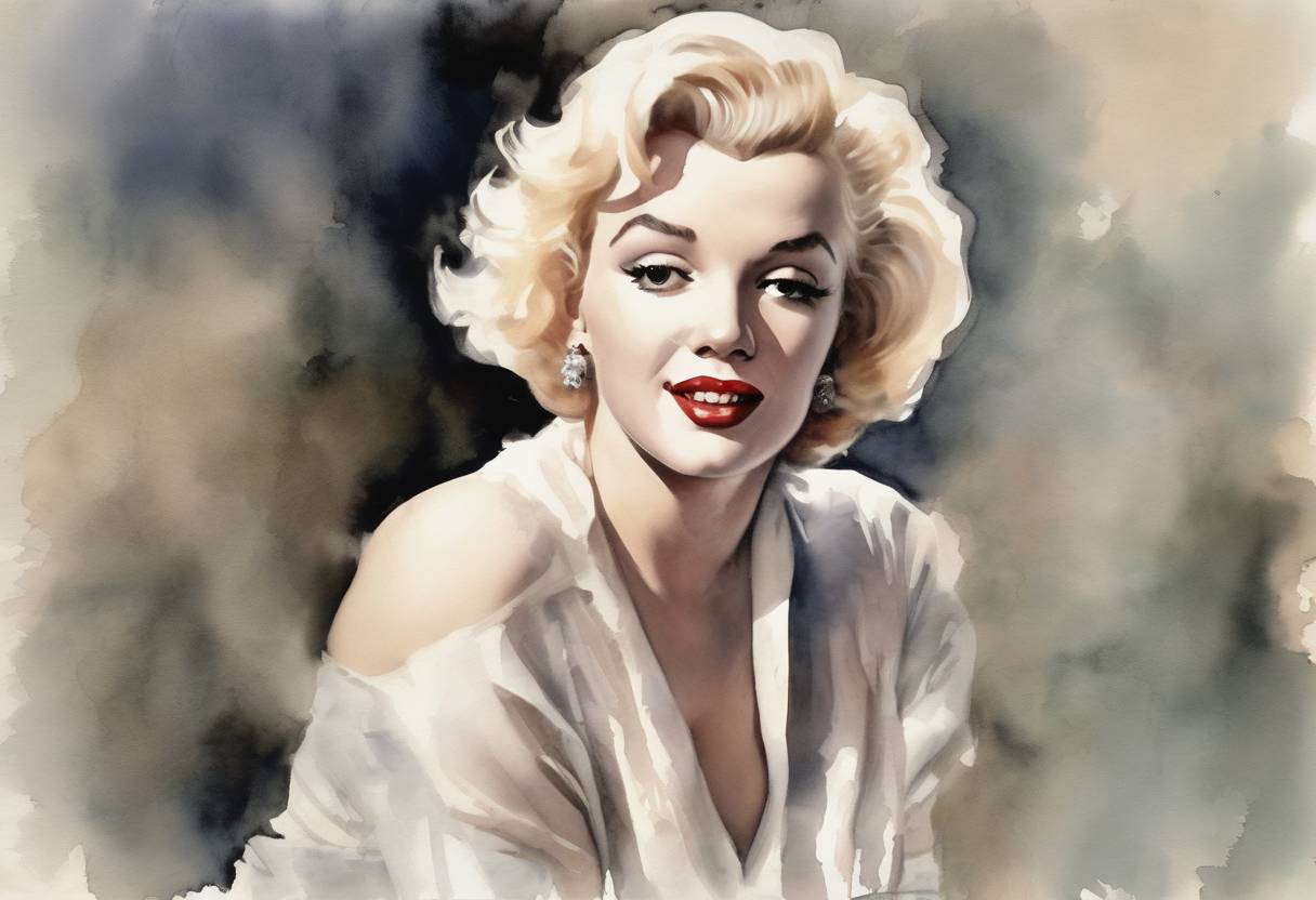 Watercolor painting based depiction of Marilyn Monroe, an iconic American actress and cultural figure, was born in Los Angeles, California. (1926)