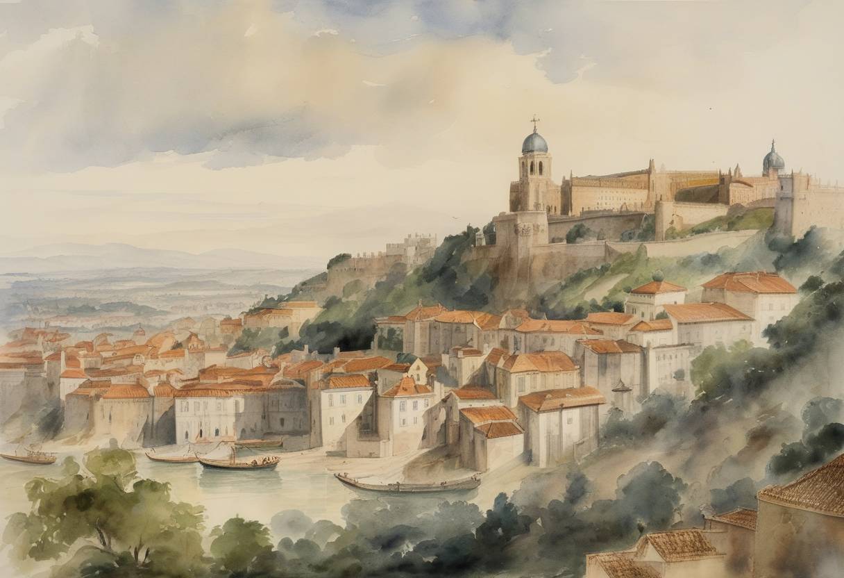 Watercolor painting based depiction of Afonso IV of Portugal, also known as 'Afonso the Brave,' passed away. He was notable for involving Portugal in the Spanish conflicts and improving its legal and administrative systems. (1367)