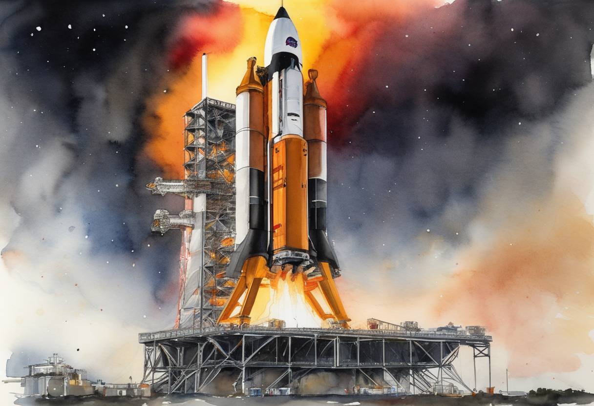 Watercolor painting based depiction of NASA's Parker Solar Probe is launched with the mission of studying the outer corona of the Sun. It will be the first spacecraft to fly into the low solar corona. (2018)