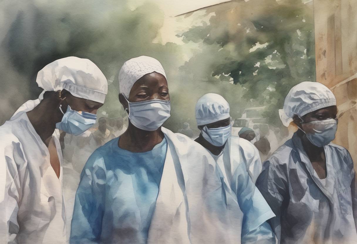 Watercolor painting based depiction of The World Health Organization declared the Ebola outbreak in West Africa no longer constituted a Public Health Emergency of International Concern. (2016)
