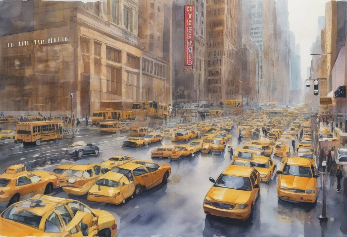 Watercolor painting based depiction of The Dow Jones Industrial Average fell 777.68 points, the largest single-day point drop at the time, following the rejection of the bank bailout bill by the U.S. House of Representatives. (2008)