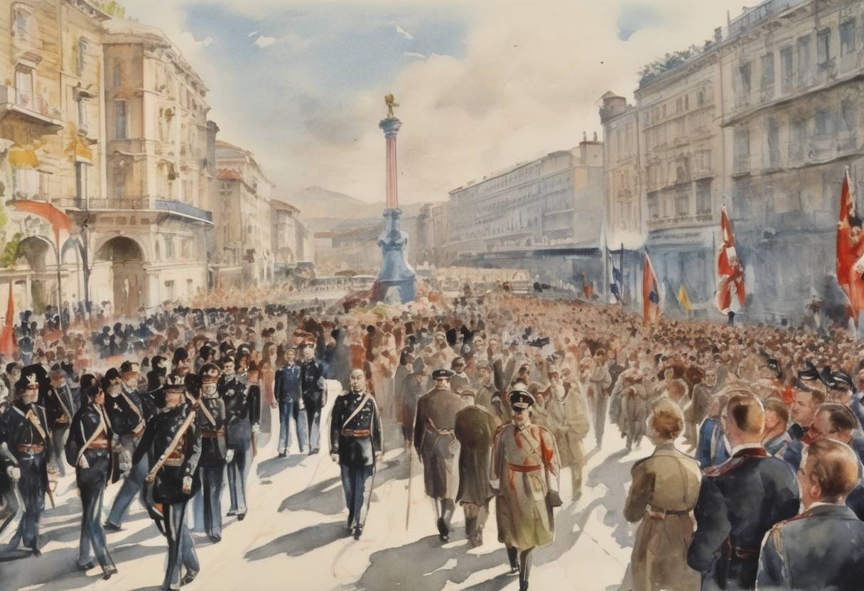 Watercolor painting based depiction of King Alexander I of Yugoslavia was assassinated in Marseille, France, during a state visit, leading to political instability in Yugoslavia. (1934)