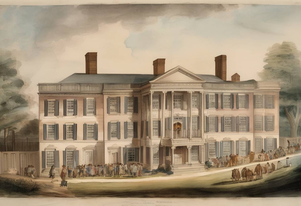 Watercolor painting based depiction of The first United States Census was conducted, providing a population count of nearly 4 million people. (1790)